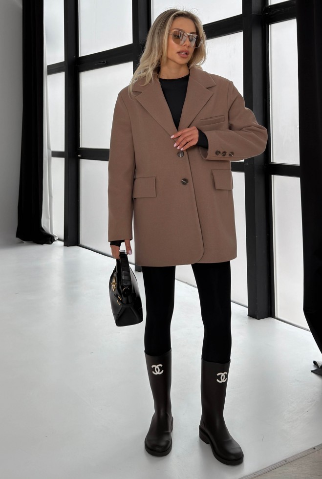 Укорочене пальто Тренд мокко